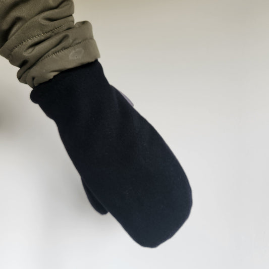 Wool Mittens Black-Large