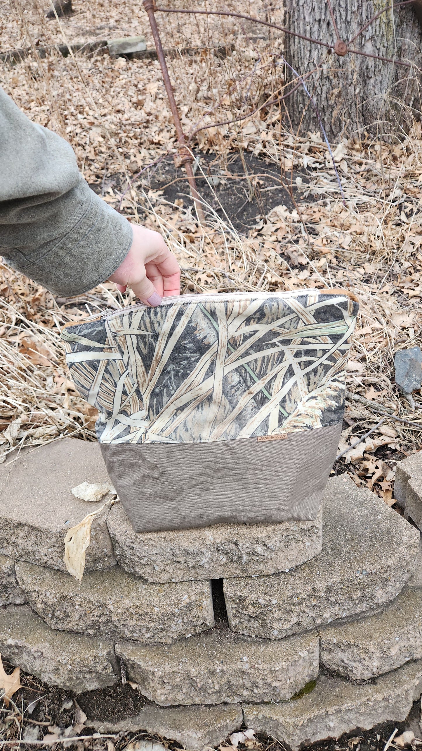 Upcycled Camo - The Road Tripper Zipper Pouch