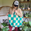 The Everything Summer Tote Checkered Green + Khaki