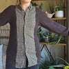 Bonfire Bestie Shirt - Chocolate Brown Thermal + Olive Plaid