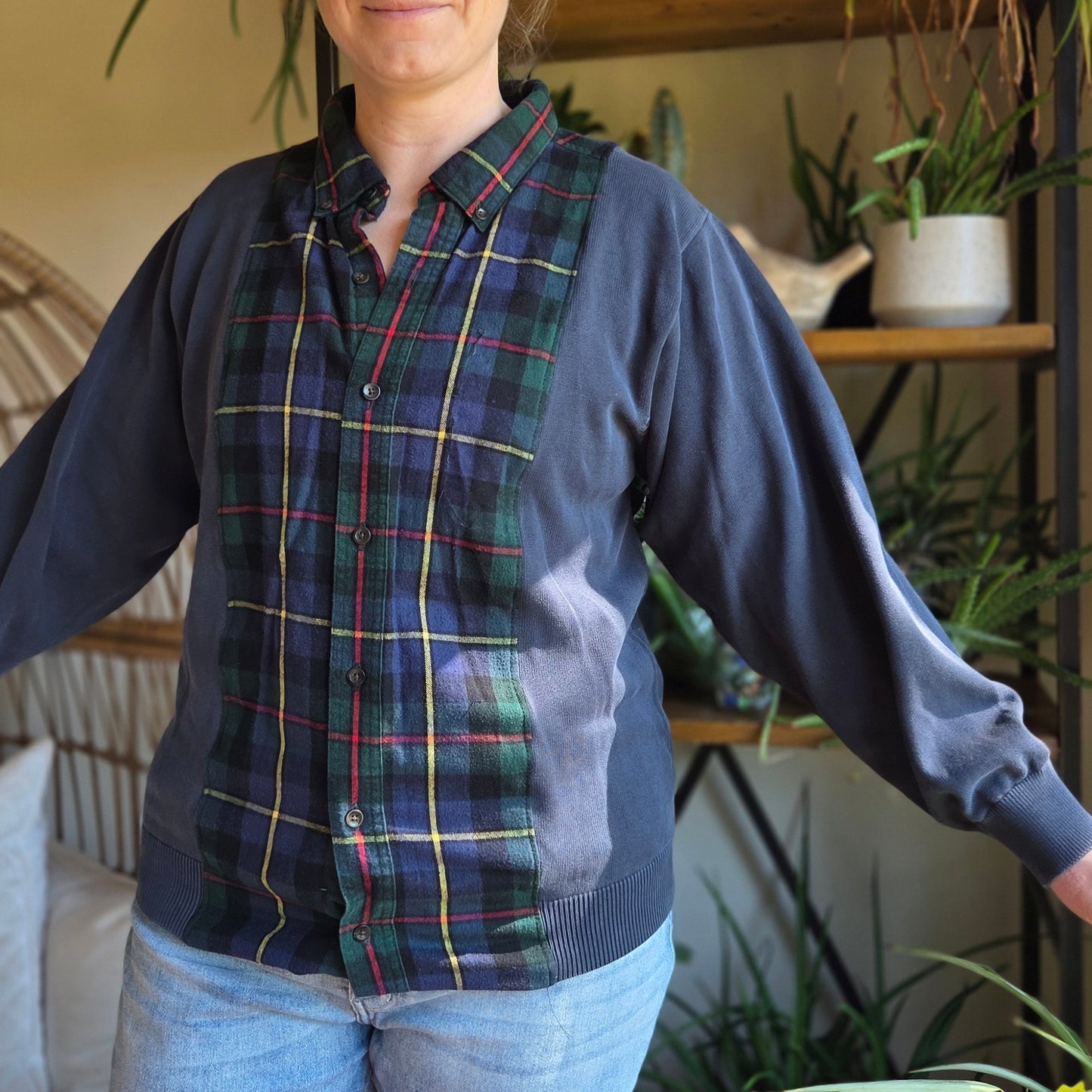 Bonfire Bestie Shirt - Washed Navy + LL Bean Plaid