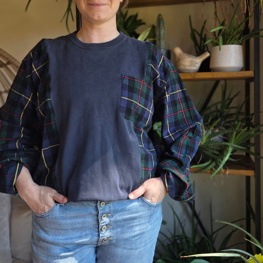 Bonfire Bestie Shirt - LL Bean Plaid + Washed Navy