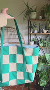 The Everything Summer Tote Checkered Green + Khaki