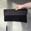 Denver Clutch Black Herringbone Wool + Leather