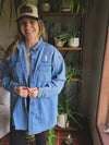 Worn & Wild Thrifted Embroidered Duck Denim Button Up