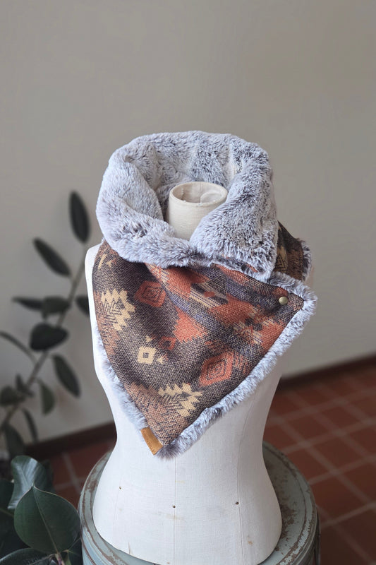 Faux Fur Snap Cowl-Western Browns