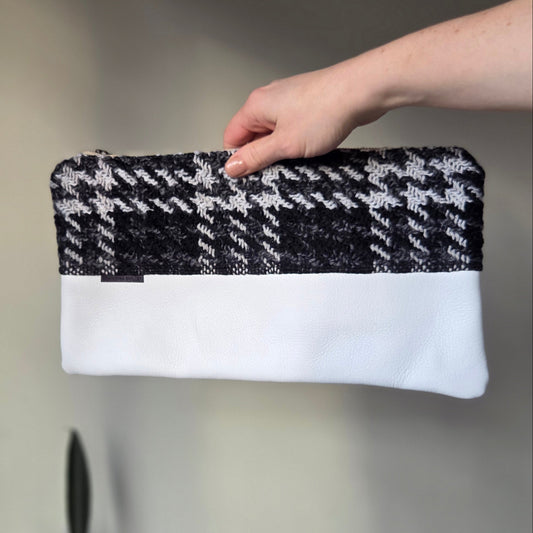 Denver Clutch Gray Plaid Wool + Leather