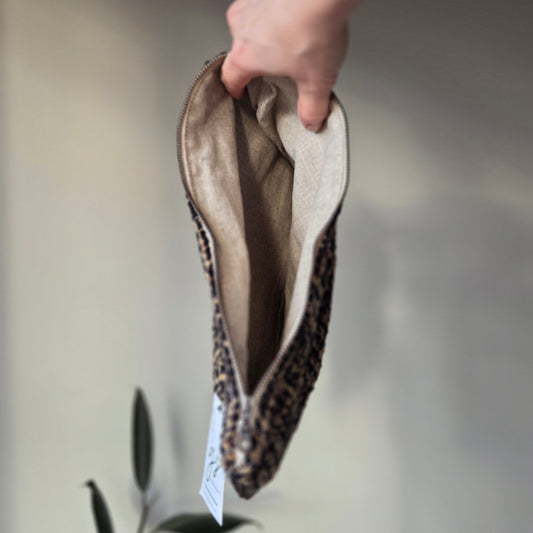 Denver Clutch Brown & Black Woven Wool + Leather