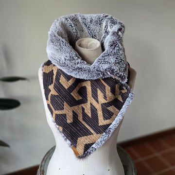 Faux Fur Snap Cowl-Aztec