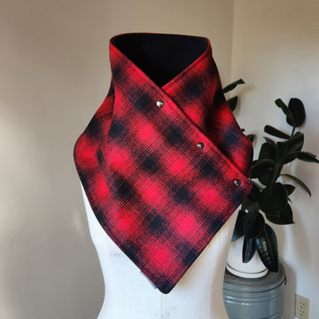 Snap Cowl-Red & Black Tumbleweed Plaid