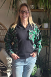 Bonfire Bestie Shirt - Green & Black Plaid + Black Sweater