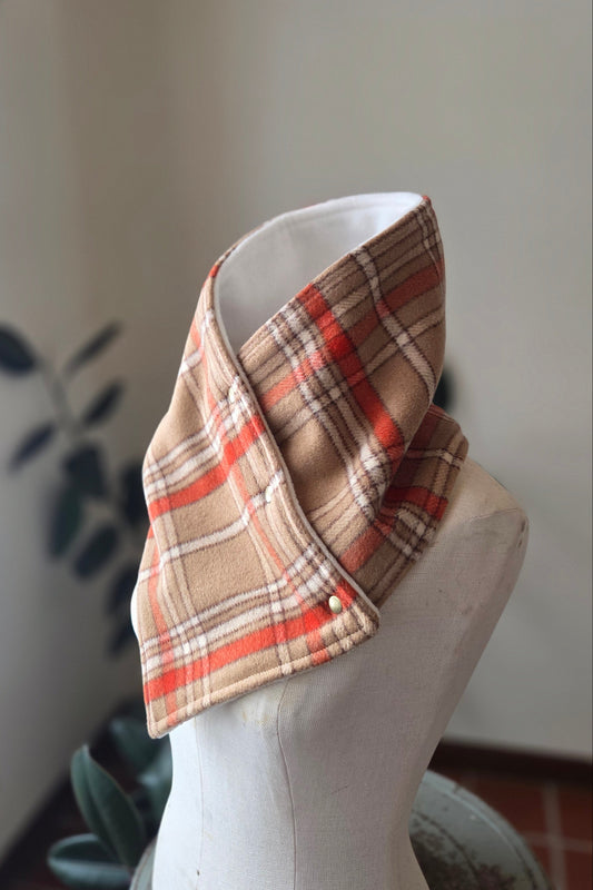 Snap Cowl- Coral Plaid Slim Fit