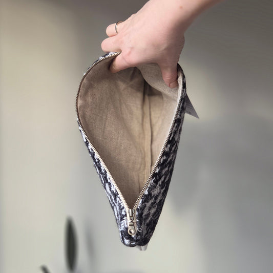 Denver Clutch Gray Plaid Wool + Leather