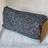 Denver Clutch Black & White Twill Wool + Gray Leather