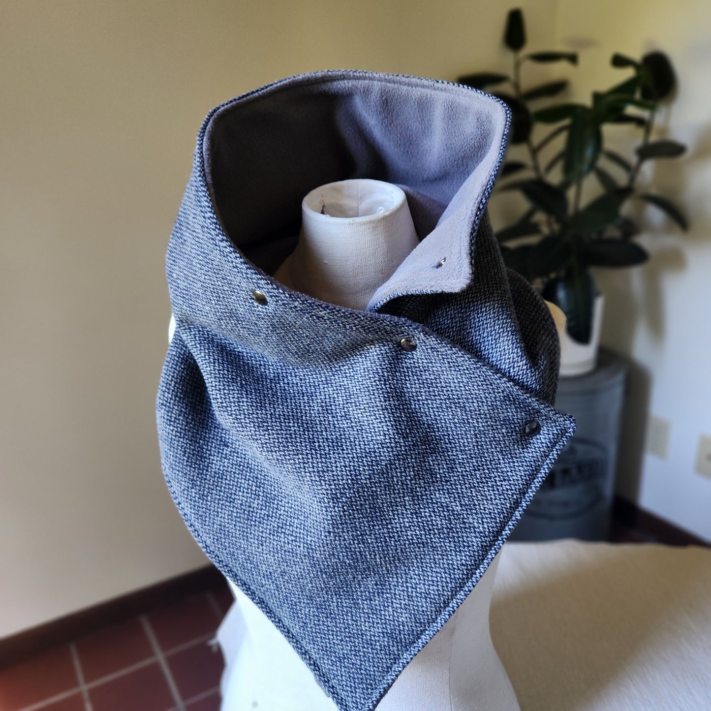 Luxury Snap Cowl-Navy Twill Slim Fit