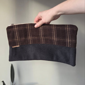 Denver Clutch Brown Plaid & Forest Wool