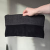Denver Clutch Black Herringbone Wool + Leather