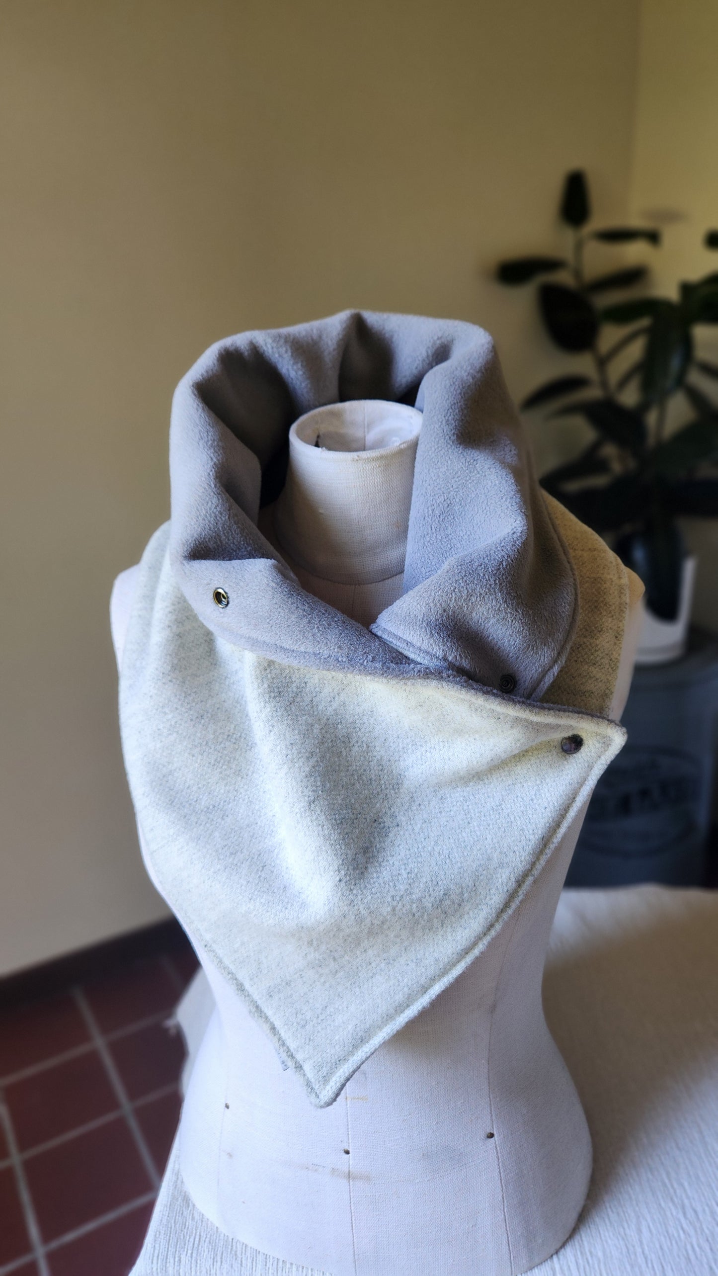Luxury Snap Cowl-Natural Gray Slim Fit