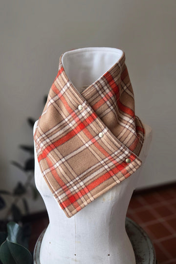 Snap Cowl- Coral Plaid Slim Fit