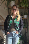 Bonfire Bestie Shirt - Black Sweater + Green & Black Plaid