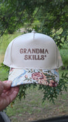 Pre-Order Grandma Skills Floral Brim Hat-Blue