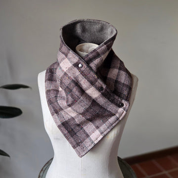 Snap Cowl-Tweed Plaid Slim Fit