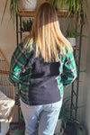 Bonfire Bestie Shirt - Green & Black Plaid + Black Sweater